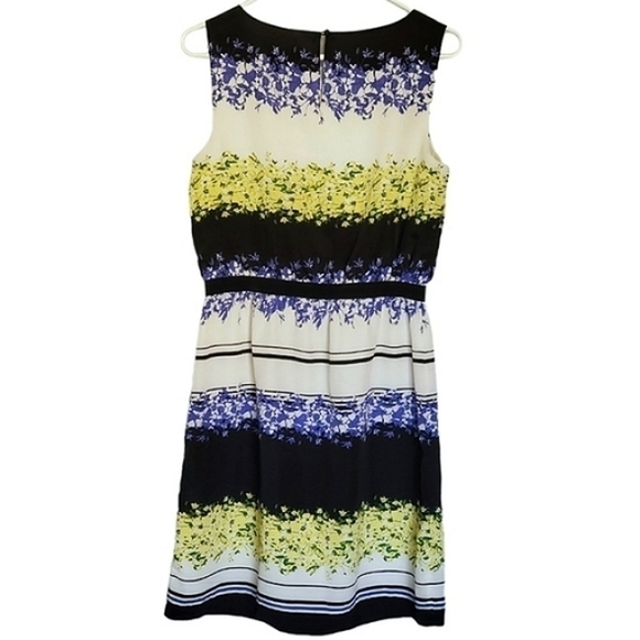 2099 * Ann Taylor Loft Spring Midi Dress White Navy Blue Size S - Picture 2 of 8